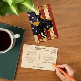 Sedona, Arizona, Cowboy and Bucking Bronco (4x6 Birch Wood Postcards, 2-Pack Stationary, Rustic Home Wall Decor)