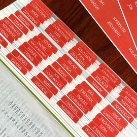 Reposition Large Text Bible Tabs, Contrast Color Bible Stickers for Women and Men, Easy to Read and Apply Bible Journaling Tabs (Torch Red)