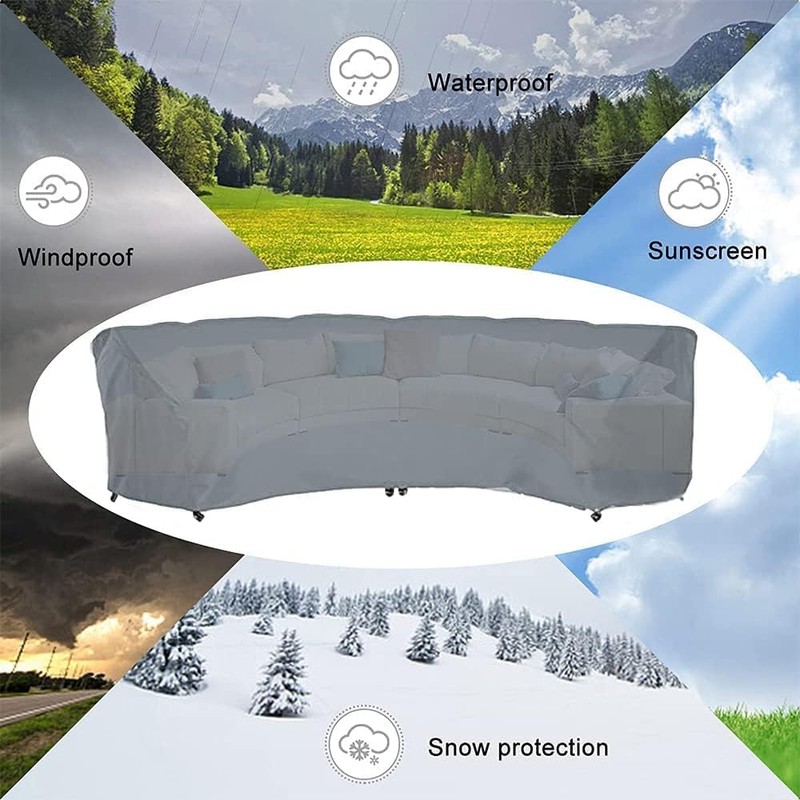UCARE Curved Sofa Cover Outdoor Couch Sectional Protector Waterproof Half