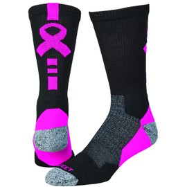 Pro Feet Men's Shooter 2.0 Team Socks, Black/Pink Ribbon, Medium