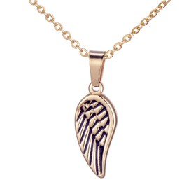 Morella Women's Necklace with Pendant Angel Wing Rose Golden Stainless Steel in Velvet Bag