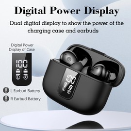 Bluetooth Earbuds Headphones Headsets True Wireless Earbuds LED Power Display 60H Playback IPX5 Waterproof in-Ear Earbuds with Mic for Smart Phone Laptop Computer Sports