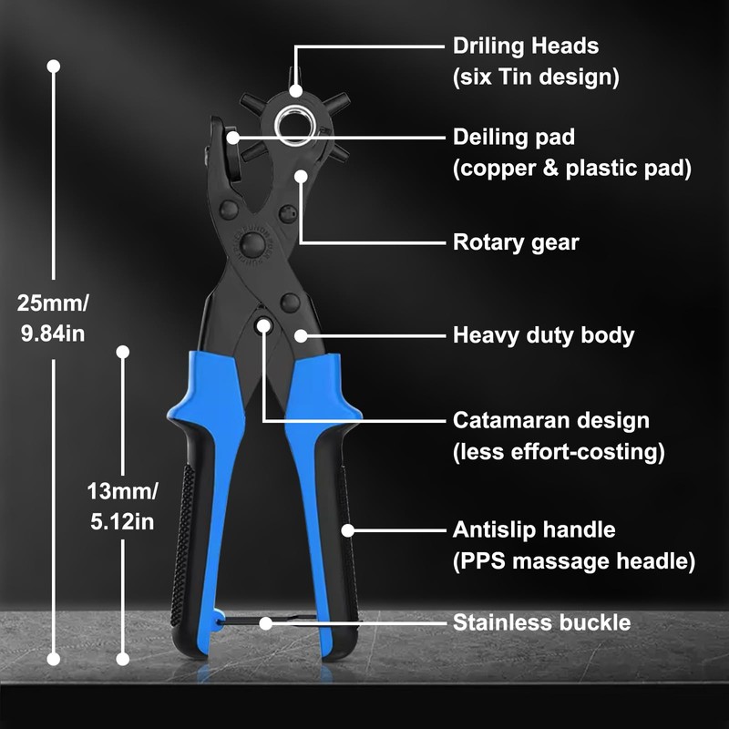 Diyife Belt Hole Puncher, [with Rotatable Punching Head], Hole Punch