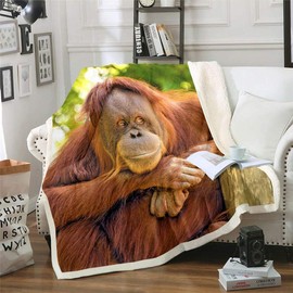 Homemissing Kids Gorilla Blanket for Girls Boys Adults Brown Wildlife Nature Wildlife Blanket Room 3D Gorilla MONKEY Blanketative Flannel Fleece Blanket Baby 30x40 Inch
