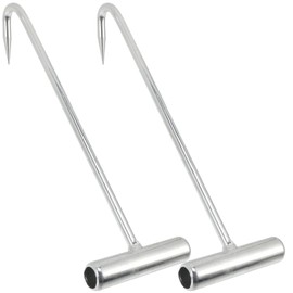 DOITOOL 2Pcs Stainless Steel Manhole Cover Hook Heavy Duty Manhole Lift Hooks T Hook Manhole Tool for Open Manhole Covers Lifting Hooks