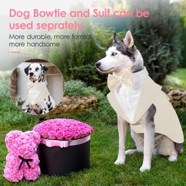 AOFITEE - Juego de traje formal para perro y bandana, traje de fiesta de boda para perros suaves, traje de moño para perros pequeños, traje de disfraz con cuello de pajarita desmontable para Navidad