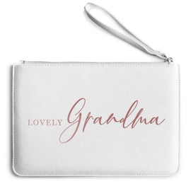 Purple Print House Rose Gold Lovely Grandma Clutch Bag, Mothers Day Clutch Bag for Mum, Birthday Gift Ideas, Cute Make Up Bag for Her, One Size, White