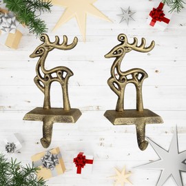 YWZHENYU Christmas Stocking Holders Durable Hooks for Mantle Fireplace Stocking Hooks for Christmas Decoration Pack of 2 (Reindeer Style)