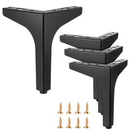 6 Inch Furniture Legs Metal Feet Matte Black Sofa Legs Couch Legs Feet, Cabinet Legs Replacement Metal Legs for Furniture Dresser Chair Bed Table Cabinet Furniture Replacement Parts(Set of 4)