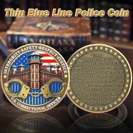 ASmileIndeep Thin Gray Line Coin - U.S. Correctional Officer Challenge Coins Honor Correctional Officers Gray Prison Police Coin Law Enforcement Coins Appreciation Commemorative Gifts (5 PCS)