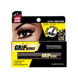 EBIN NEW YORK Grip Bond Eyelash Glue Silicone Black 0.18 oz | Fast Dry Lash Glue Dries Dark | Extra Strong Hold Smudge Resistant Latex Free for Sensitive Eyes