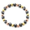 COOLSTEELANDBEYOND Men's Hematite Bead Bracelet, Three Tone Satin Metallic Beads,