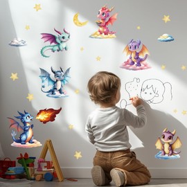 ANATTASOUL Watercolor Dragon Wall Decal Art Murals for Living Room Bedroom Restaurant Home Decor