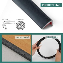 Peel and Stick Vinyl Corner Trim， 20FT L-Shape Tile Outside Corner Molding Vinyl Trim Tile Exterior Moulding Trim Edges Furniture Decoration （0.49IN*0.29IN Black）…