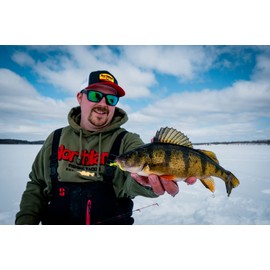 Northland Fishing Tackle Impulse Rigged Tungsten Bloodworm Jig for Ice Fishing Panfish, Woodtick, 1/28 Oz #12 Hook, 5/Card