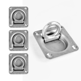 CAVO 4 PCS Recessed D-Ring Tie Down Anchors, Heavy Duty Zinc Plated Galvanized Steel D-Ring Kit for Truck Pickup Trailer Cargo, Installation Parts – Socket, Carriage Bolts, Hex Nuts