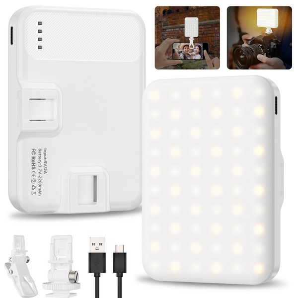 Anautin Selfie Light, 60 LED 2200mAh Rechargeable Clip Fill Video