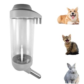 DEEUCHIS Dog Crate Water Bottle - 17 oz No Drip Kennel Pet Water Dispenser, Easy-to-Use Cage Water Bottle for Dogs, Cats, Small Animals, 500ML, Grey