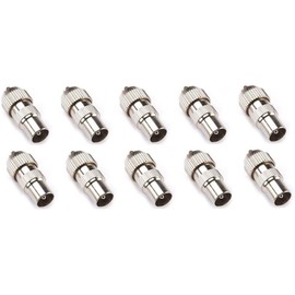 electrosmart Pack of 10 Male TV Aerial Coax Plugs – Nickel Plated with Solder Free Clamping Screw - No Soldering Required