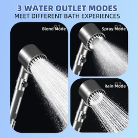 Filtered Shower Head with Handheld, High Pressure Water Flow and 3 Spray Modes with Stop Switch, Built-in Cotton Filter Remove Impurities, 59" PVC Hose Bracket 5Pcs Replacement Filters Set (Gray)
