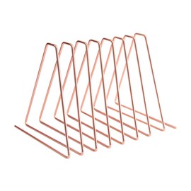 Rose Gold Shrinkable Metal Book Holder, Triangle 7 Slot Desktop File Sorter Book Rack Organizer, Art Desktop Magazine Holder for Office Home Decoration