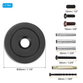 PATIKIL Door Hole Cover Plate, 1-1/5 Inches Zinc Alloy Circle Deadbolt Cover Plate Door Reinforcement Plate for Door Hole Filling (Black, 2 Set)