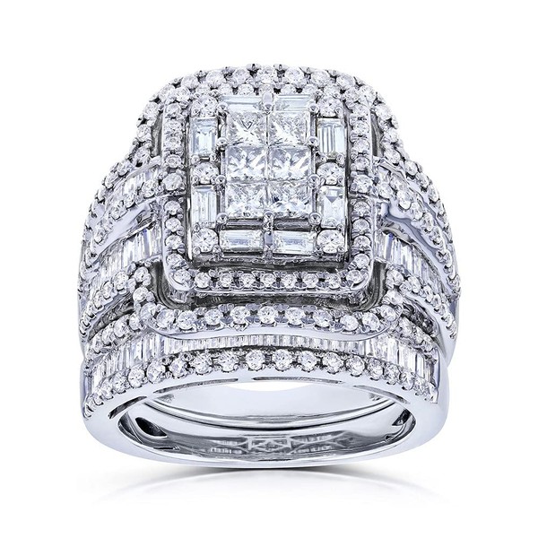 TSECIMGS Shiny Full CZ Diamond Gemstone Ring Luxurious Ring Platinum-Plated