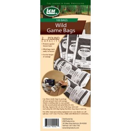 LEM Wild Game Meat Storage Bags 100 Count Heavy Duty Freezer Safe Polyethylene
