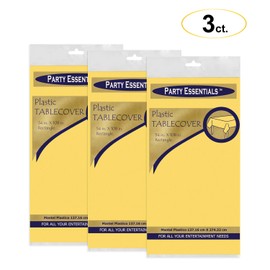 Party Essentials 54108YE-3 Heavy Duty Rectangle Plastic Table Cover Available in 24 Colors, 54 x 108", Yellow, 3-Count