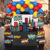 Super Theme Hero Party Photography Backdrop with Hero Card Balloons