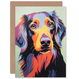 Artery8 Long Haired Dachshund Dog Pet Portrait Fan for Wife Her Mum Sister Daughter Mom Gran Nan Birthday Thank You Get Well Soon Blank Art Greeting Card