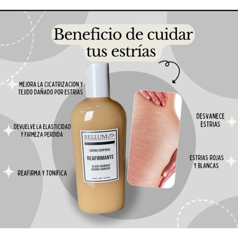 Bellum Crema Corporal Para Las Estrias Reafirmante Natural Algas Marinas