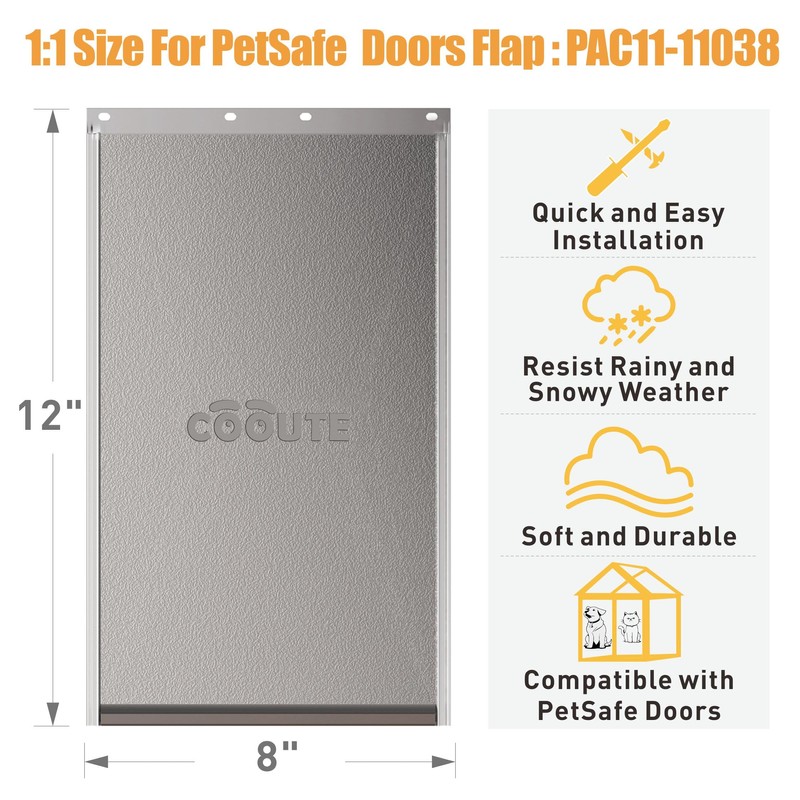 Cooute 2 Pack Pet Door Replacement Flap with Magnetic Closure,