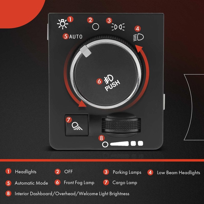 A-Premium Headlight Switch Instrument Panel Headlamp Dimmer Switch Compatible with