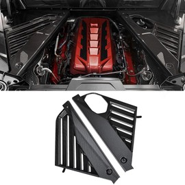 BILLFARO 2Pcs Engine Bay Panel Cover,Carbon Fiber Pattern Rear Engine Covers Left Right Engine Case Guards Protector Compartment Filler Covers for Corvette C8 Stingray 2020+ for C8 Z06/E-ray 2023+