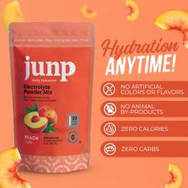 JUNP Sugar Free Electrolytes Powder Packets for Water Instant Hydration Packets with Salt & Potassium, Zero Calorie, No Carbs No Sugar Electrolyte Drink Mix Sticks, Keto Friendly, Juicy Peach 20 Pack