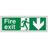 V Safety 14002AX-S'Fire Exit Arrow Down' Sign, Landscape, 300 mm x 100 mm (Pack of 3)