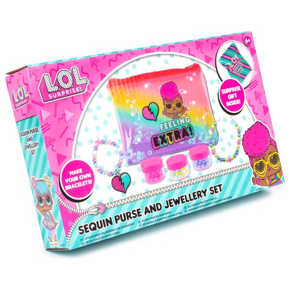 LOL Surprise! Glitter Purse & Jewellery Set for Girls – LOL Make Your Own Jewellery Set Includes LOL Glitter Purse, Beads, Charm and LOL Surprise Bag