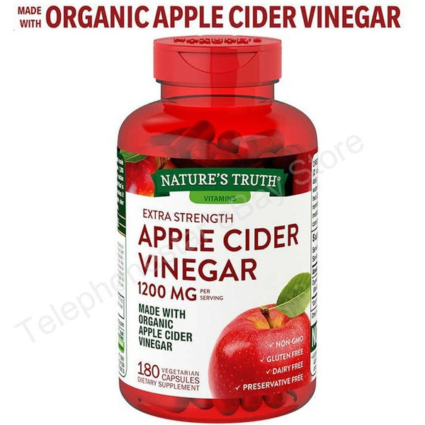Organic Nature's Truth Apple Cider Vinegar 1200 mg Vegetarian180 Capsule EXP2024