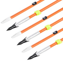 AMEYXGS 6/12pcs Bowfishing Arrows Archery Fiberglass Arrow Bow Fishing Arrow with Broadheads and Safty Slides for Compound and Bow Recurve Bow Fishing Hunting (Orange, 12)