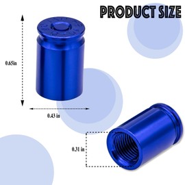 MEAJOO 6PCS Bullet Shell Tire Valve Stem Caps, Aluminum Alloy Car Air Stem Cap, Universal Dustproof Tire Valve Stem Covers for Cars, SUV, Trucks, Bikes, Motorcycles, Bicycles (Blue)