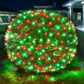 Led Christmas Net Lights Red and Green Outdoor Christmas Lights 160LED 5ftx7ft, Waterproof Outdoor Indoor Fairy Mesh Net Lights for Christmas Party, Yard, Patio, Trees, Shrubs, Bushes Decorations