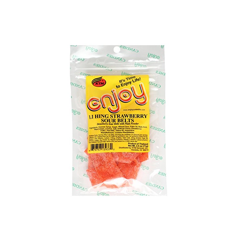 Enjoy Li Hing Strawberry Sour Belts (2.5 ounce)