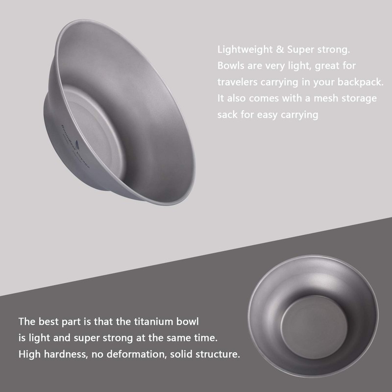 iBasingo 800 ml Titanium Bowls Plate Ultralight Single Wall Bowl