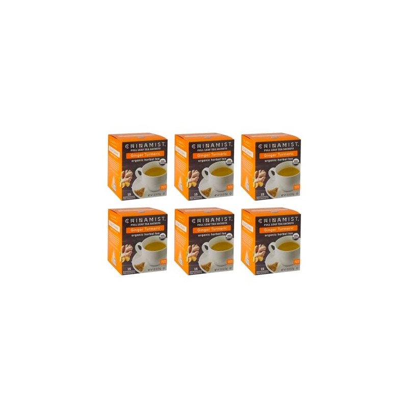 China Mist Full Leaf Tea Sachets, Ginger Turmeric Organic Herbal
