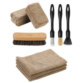 Fantasticlean 9PCS Car Interior Detailing Set, Microfiber Cloth and Applicator, Detailing Brushes, Natural Horse Hair Bristles, Scratch-Free and Ultra-Soft for Seats Leather Care, Interior Cleaning