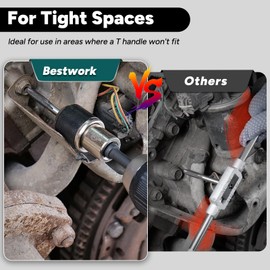 Bestwork Adjustable Tap Socket Set, 3pc Tap Holder Tools, 3/8" Drive Tap Sockets and Reamers, Screw Extractors