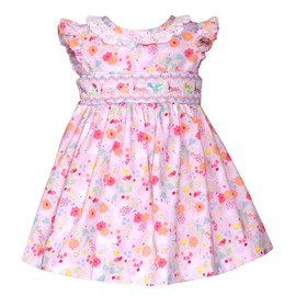 Bonnie Jean Girl's Easter Dress - Spring Floral Smocked Dress for Baby Toddler and Little Girls (US, Age, 18 Months, Smocked-Easter- Bunny-Pink)