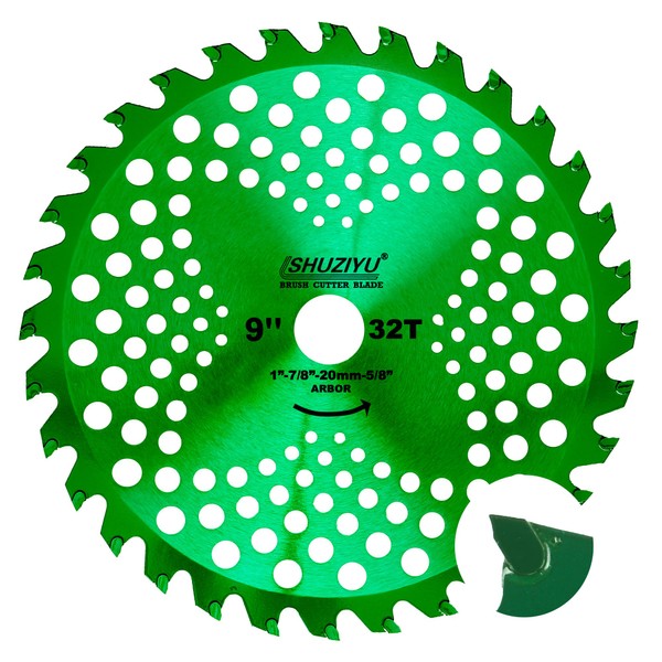 LSHUZIYU, 9"-32T. 1" Arbor with Washer Adapter 7/8"-20mm-5/8", Brush Cutter