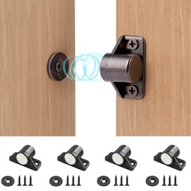 WHECHE Magnetic Catch, Strong Magnetic Latch, Small Zinc Alloy, Door Latch, Screw Included, Gunmetal Color for Closet, Furniture, Door, Cupboard, Cupboard, Drawer, Magnetic Catch, Magnetic Door Catch, Closet, Nickel, 4 Pack